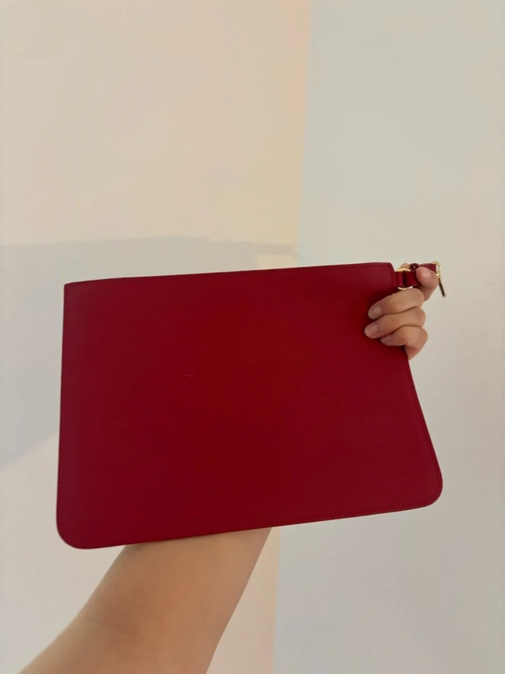 Tory Burch zip pouch in red and gold